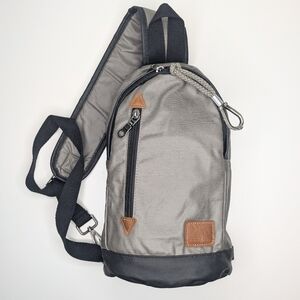 TSD Brand Urban Light Coated Canvas Sling Bag Backpack Gray